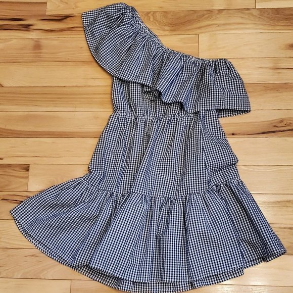 Mink Pink Gingham 'Wanderer' One Shoulder Dress - Small - Picture 3 of 12